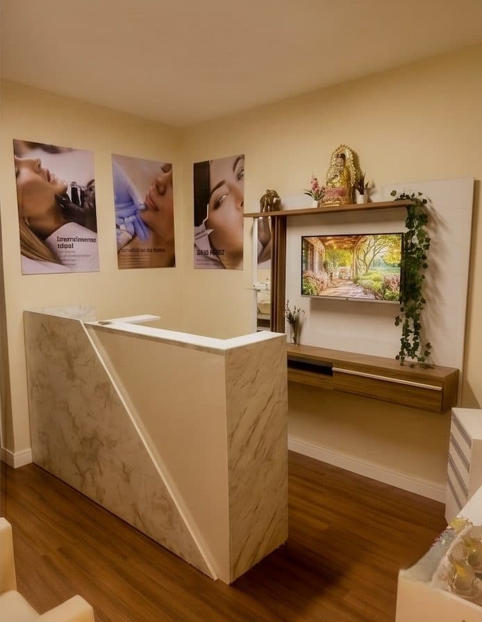 Recepção da clínica de estética no bairro Agronômica, Florianópolis